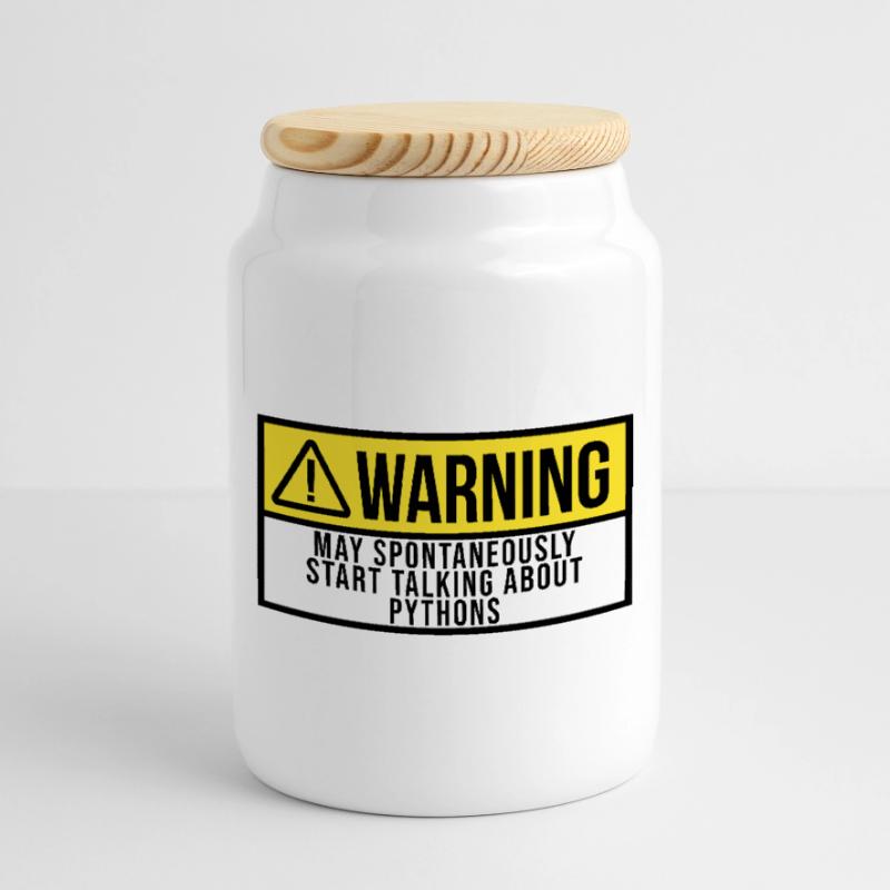 Python Cookie Jar with Wooden Lid