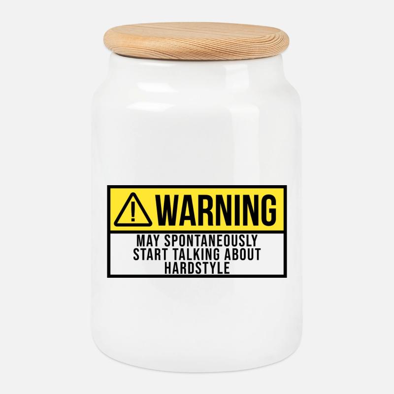 Hardstyle - Cookie Jar with Wooden Lid - white