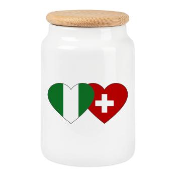 Nigeria Suisse Drapeau Coeur - Boîte à biscuits avec couvercle en bois - blanc - Devant