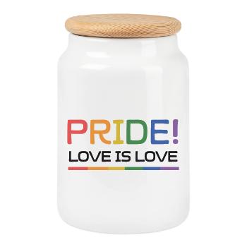 Mois de la fierté LGBTQ - Pride. L’amour est l’amour - Boîte à biscuits avec couvercle en bois - blanc - Devant