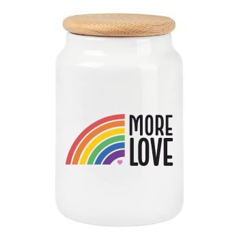 LGBT Pride Month - More Love - Cookie Jar with Wooden Lid - white - Front