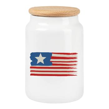 Une étoile Drapeau des États-Unis - Boîte à biscuits avec couvercle en bois - blanc - Devant