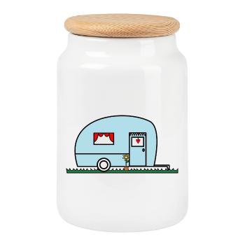 HOLIDAY. HAPPY HOLIDAYS. MISTRESS. MASTER. TEACHER - Cookie Jar with Wooden Lid - white - Front