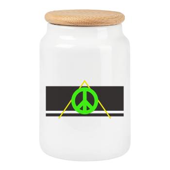 peace festival - Cookie Jar with Wooden Lid - white - Front