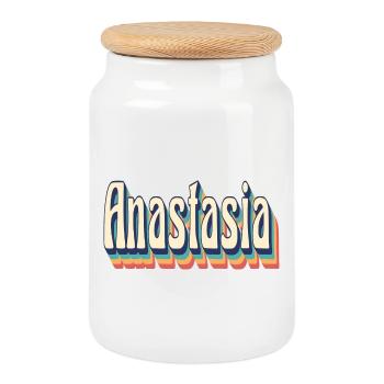 Vintage Retro Anastasia T-Shirt T-Shirt - Keksdose mit Holzdeckel - Weiß - Vorne