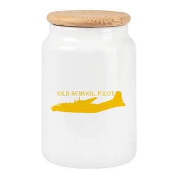 old school pilot An-12 - Keksdose mit Holzdeckel - Weiß - Vorne