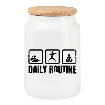 Yogi Daily Routine - Cookie Jar with Wooden Lid - white - Front