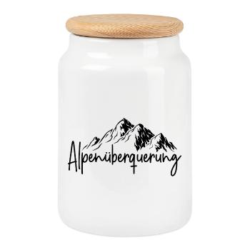 Alpenüberquerung - Keksdose mit Holzdeckel - Weiß - Vorne
