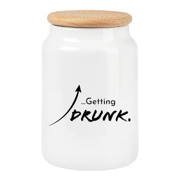 Getting drunk, Version 1 - Keksdose mit Holzdeckel - Weiß - Vorne