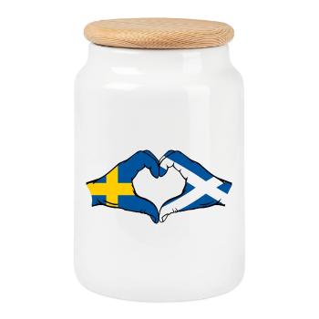 Schweden Schottland Hände Herzform - Keksdose mit Holzdeckel - Weiß - Vorne