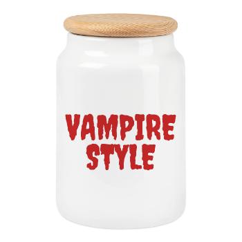 Style vampire Conception graphique ludique - Boîte à biscuits avec couvercle en bois - blanc - Devant