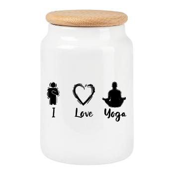 Yoga Liebe - Keksdose mit Holzdeckel - Weiß - Vorne