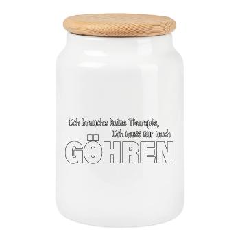 Therapy GÖHREN - Cookie Jar with Wooden Lid - white - Front