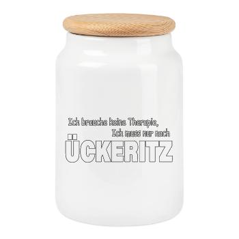 Therapie ÜCKERITZ - Keksdose mit Holzdeckel - Weiß - Vorne