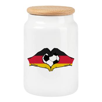 Deutschland Fußball Flagge Hände Herzform - Keksdose mit Holzdeckel - Weiß - Vorne
