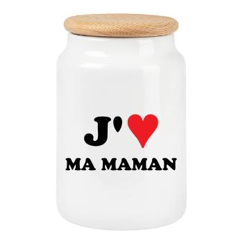 J'aime ma maman - Boîte à biscuits avec couvercle en bois - blanc - Devant