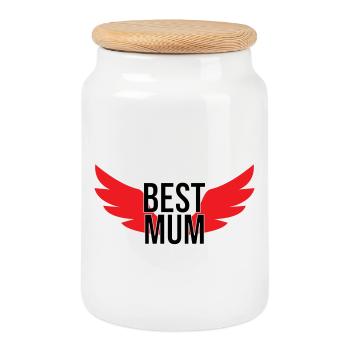 Beste Mama - Muttertag - Keksdose mit Holzdeckel - Weiß - Vorne