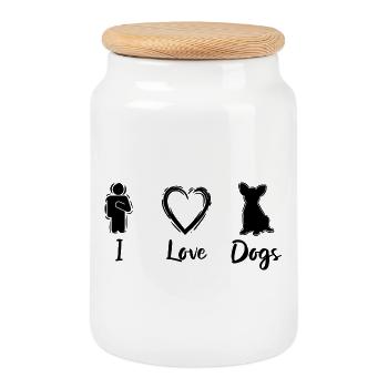 Dog lover - Cookie Jar with Wooden Lid - white - Front