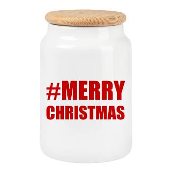 PÈRE NOËL. NOËL. JOYEUX NOËL. MERRY CHRISTMAS - Boîte à biscuits avec couvercle en bois - blanc - Devant