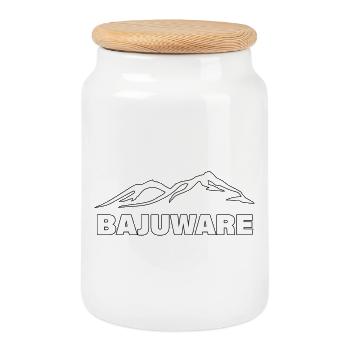 BAJUWARE - Boîte à biscuits avec couvercle en bois - blanc - Devant