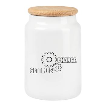 CHANGE SETTINGS - Cookie Jar with Wooden Lid - white - Front