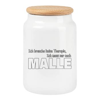 Therapie MALLE - Keksdose mit Holzdeckel - Weiß - Vorne
