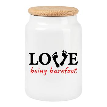 love being barefoot Version 2 - love to be barefoot - Cookie Jar with Wooden Lid - white - Front