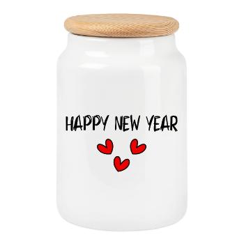 ALLES GUTE ZUM NEUEN JAHR. SILVESTER. NEUJAHR - Keksdose mit Holzdeckel - Weiß - Vorne