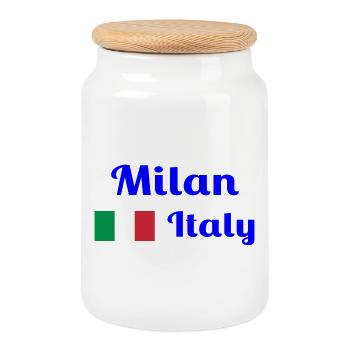 Milan, Italy - Stylish prints - Cookie Jar with Wooden Lid - white - Front