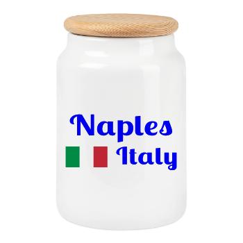 Neapel Italia - Stilvolle Drucke - Keksdose mit Holzdeckel - Weiß - Vorne