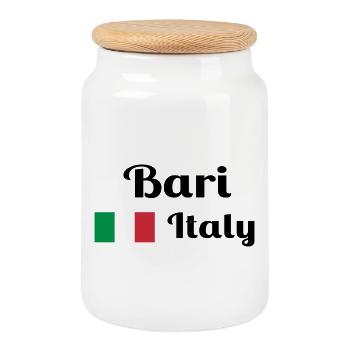 Bari Italia - Imprimés élégants - Boîte à biscuits avec couvercle en bois - blanc - Devant