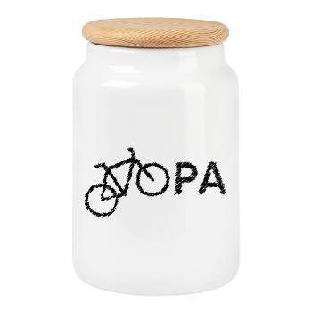 bester Opa Fahrrad Mountainbike Radeln Kritzeln - Keksdose mit Holzdeckel - Weiß - Vorne