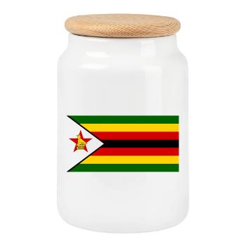Zimbabwe - Boîte à biscuits avec couvercle en bois - blanc - Devant