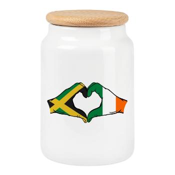 Jamaïque Irlande Mains Forme De Coeur - Boîte à biscuits avec couvercle en bois - blanc - Devant