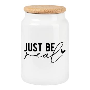 Just Be Real – Authentizität & Selbstbewusstsein - Keksdose mit Holzdeckel - Weiß - Vorne