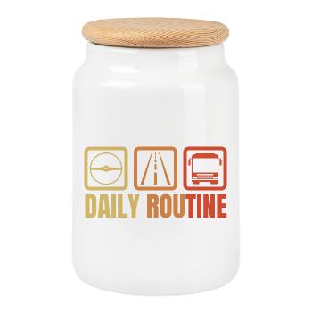 Bus driver daily routine - Cookie Jar with Wooden Lid - white - Front