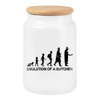 Development of a butcher - Cookie Jar with Wooden Lid - white - Front