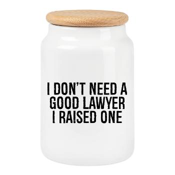 I don't need a good lawyer I raised one - Cookie Jar with Wooden Lid - white - Front