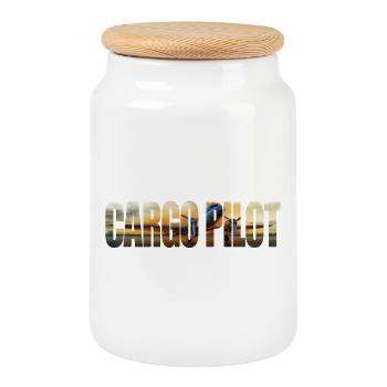 Cargo pilot DC-3 - Cookie Jar with Wooden Lid - white - Front
