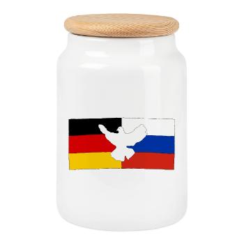 Deutsch-Russische Freundschaft - Keksdose mit Holzdeckel - Weiß - Vorne