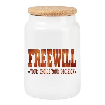 FreeWill - Cookie Jar with Wooden Lid - white - Front