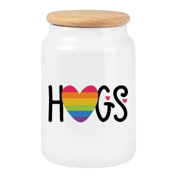 Mois de la fierté LGBT - Câlins - Boîte à biscuits avec couvercle en bois - blanc - Devant