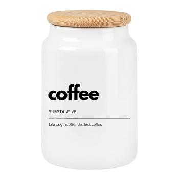 coffee– Leben beginnt danach - Keksdose mit Holzdeckel - Weiß - Vorne