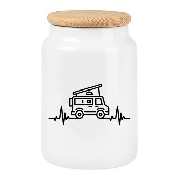 Van Heartbeat - Keksdose mit Holzdeckel - Weiß - Vorne