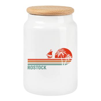 Rostock Sunset Vibes - Cookie Jar with Wooden Lid - white - Front