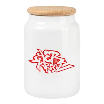 Graffiti 974 Ker Kreol - Rouge - Boîte à biscuits avec couvercle en bois - blanc - Devant