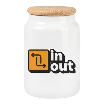 In out - Cookie Jar with Wooden Lid - white - Front