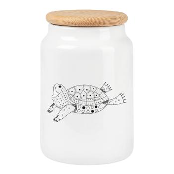 Elegante Meeresschildkröte Illustration - Keksdose mit Holzdeckel - Weiß - Vorne