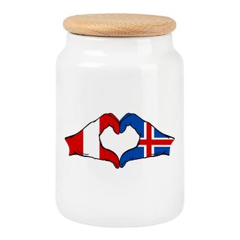 Peru Island Flag Hands Heart Shape - Cookie Jar with Wooden Lid - white - Front