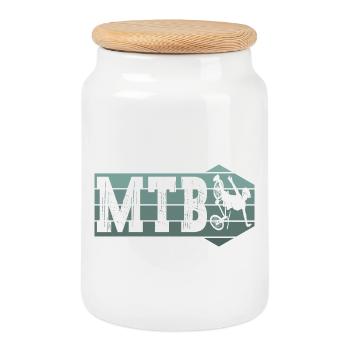 Mountain Bike Retro Vintage MTB Bike Bike Bicycle - Cookie Jar with Wooden Lid - white - Front